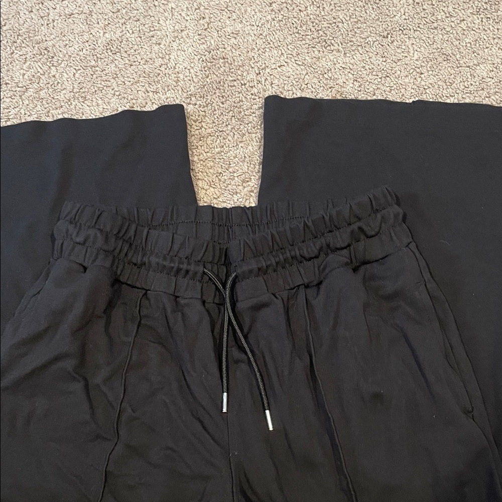Serra Black Drawstring Wide Leg Cropped Pants Size Small 4-6 - Picture 3 of 8